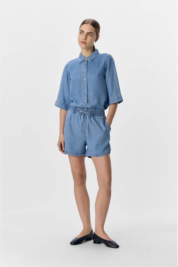 OBJECT rechtvallend regular waist denim short light blue denim - Foto 2