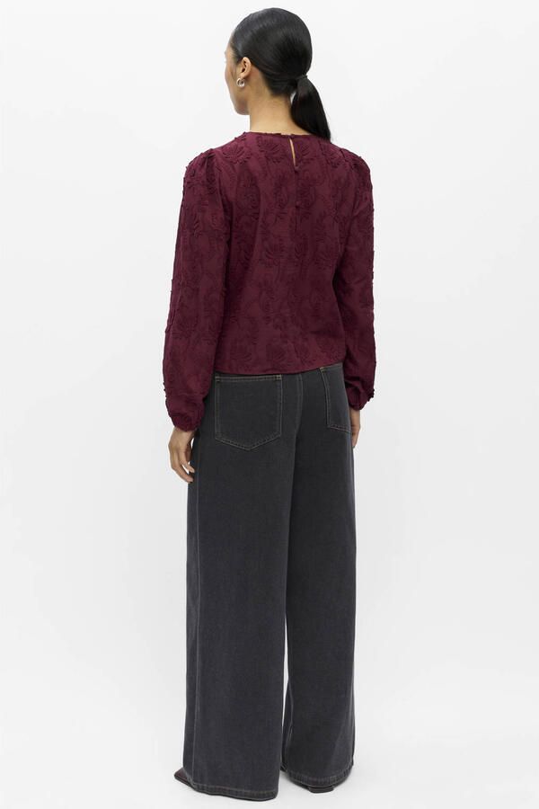 OBJECT rechtvallende blousetop met borduursels donkerrood - Foto 3