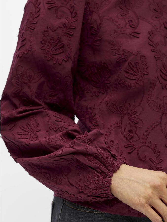OBJECT rechtvallende blousetop met borduursels donkerrood - Foto 2