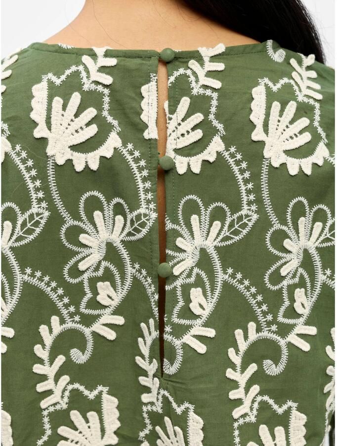OBJECT rechtvallende blousetop met borduursels groen - Foto 2