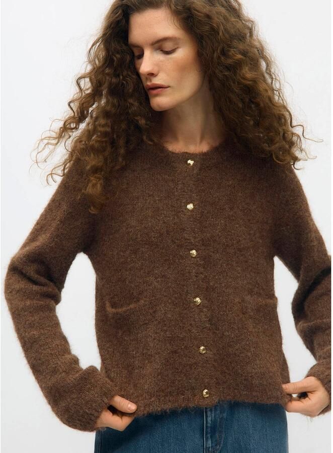 OBJECT Dames Truien & Vesten Objsaggia Re L s Knit Cardigan Bruin - Foto 7