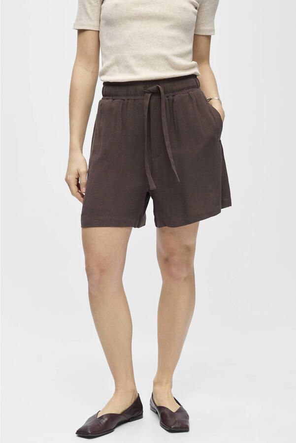 OBJECT regular waist casual short met linnen