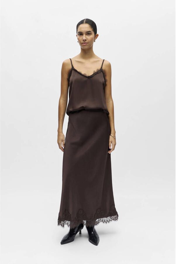 OBJECT Dames Rokken Objnaline Mw Long Lace Skirt Bruin - Foto 7