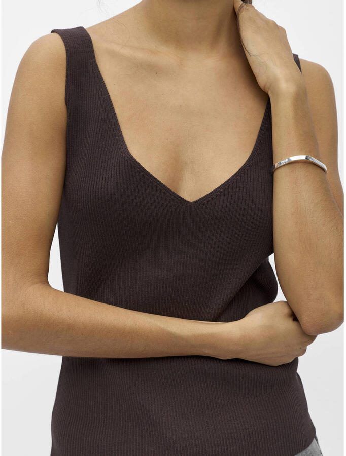 OBJECT singlet gebreid bruin - Foto 2