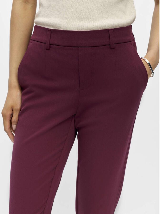 OBJECT slim fit pantalon donkerrood