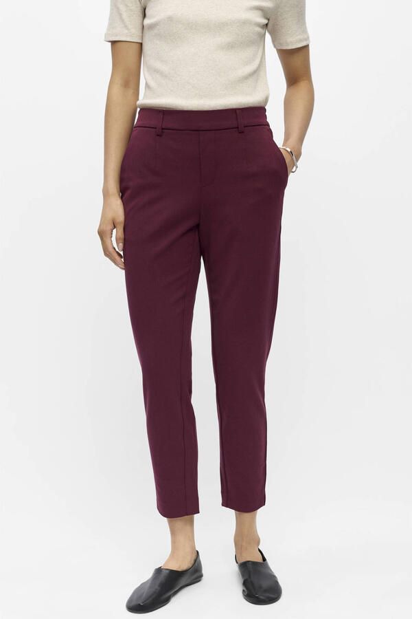 OBJECT slim fit pantalon donkerrood - Foto 3