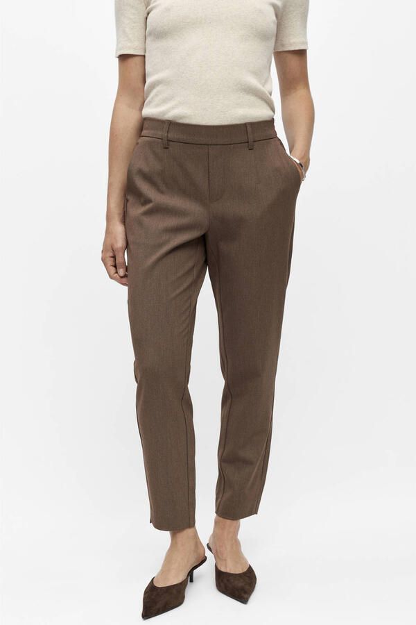 OBJECT slim fit pantalon lichtbruin
