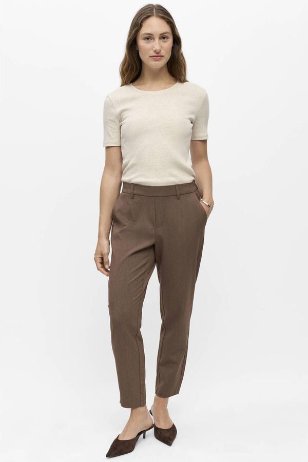 OBJECT slim fit pantalon lichtbruin - Foto 3