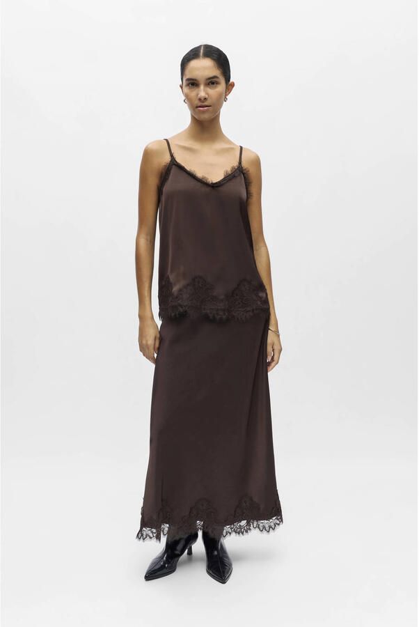 OBJECT Dames Tops & T-shirts Objnaline Reg Slip Lace Top Bruin - Foto 6