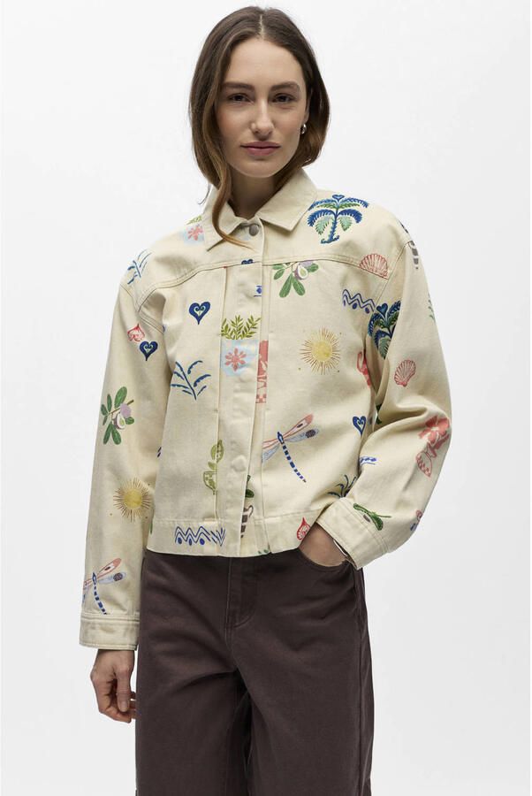 OBJECT Dames Jassen Objally L s Lo Printed Jacket Ecru - Foto 5