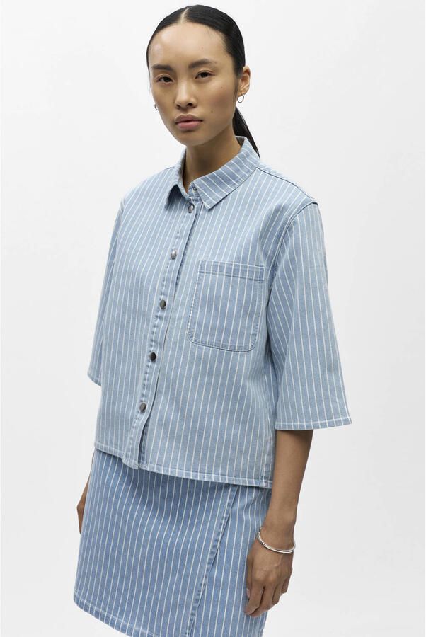 OBJECT Dames Blouses Objsanni 2 4 Re Denim Shirt Lichtblauw - Foto 5
