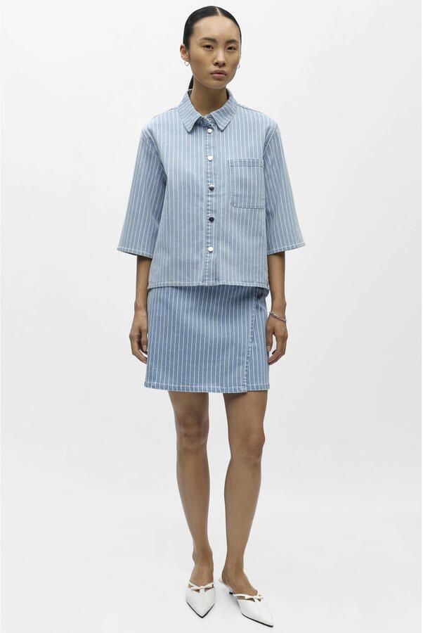 OBJECT Dames Blouses Objsanni 2 4 Re Denim Shirt Lichtblauw - Foto 7