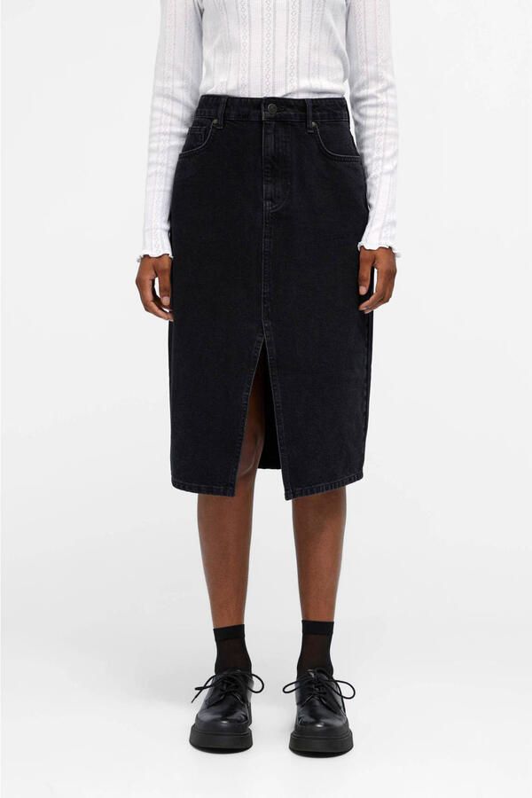 OBJECT Dames Rokken Objharlow Midi Denim Skirt Noos Zwart - Foto 2