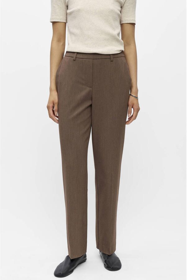 OBJECT Dames Broeken Objlisa Mw Straight Pant Noos Bruin - Foto 5