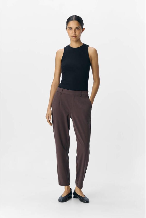 OBJECT slim fit pantalon OBJLISA donkerbruin