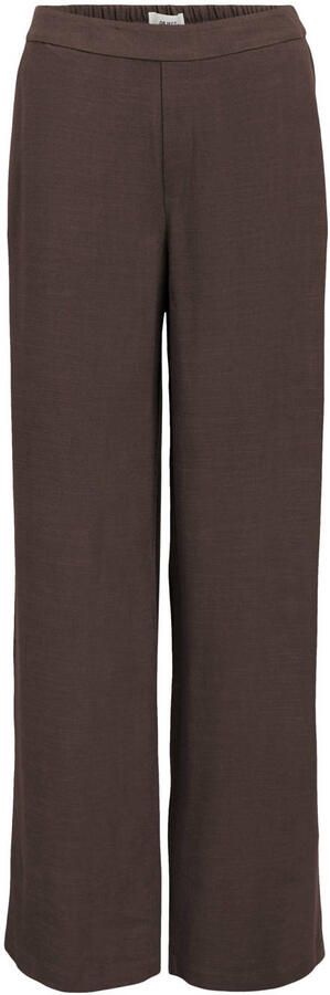 OBJECT straight regular waist casual broek met linnen donkerbruin - Foto 5