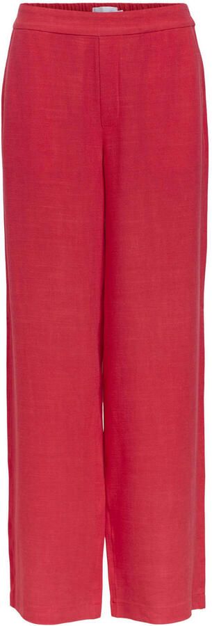 OBJECT straight regular waist casual broek met linnen rood - Foto 3
