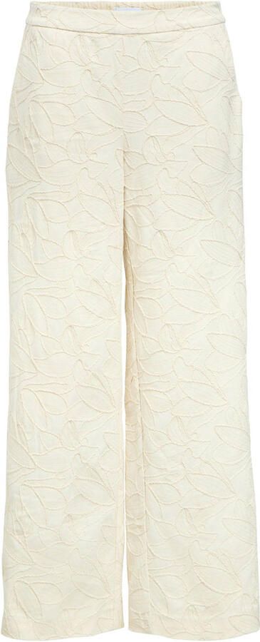 OBJECT straight regular waist gebloemde casual broek zand - Foto 3