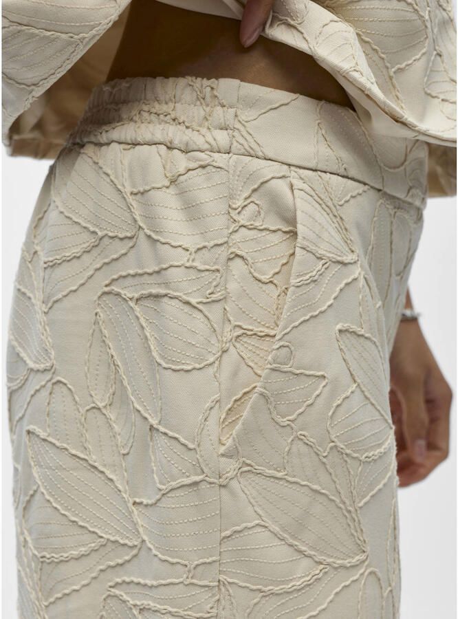 OBJECT straight regular waist gebloemde casual broek zand - Foto 2
