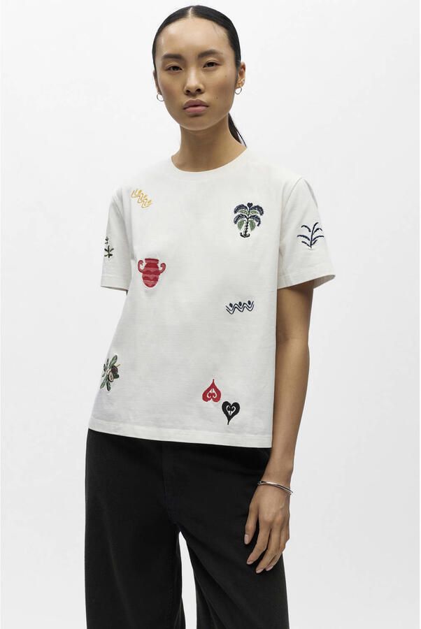 OBJECT Dames Tops & T-shirts Objlunai 2 4 Lo T-shirt Gebroken Wit - Foto 5