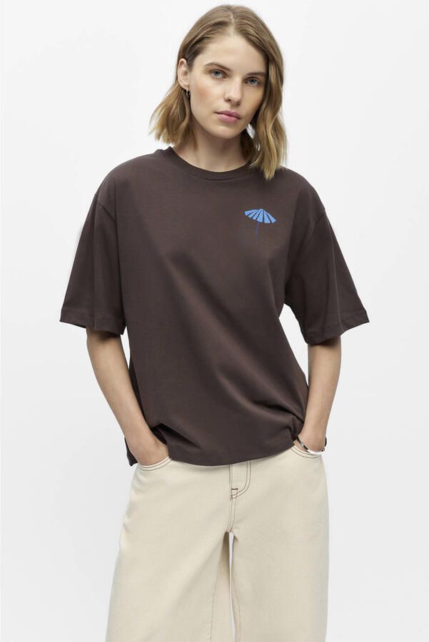 OBJECT T-shirt met backprint donkerbruin