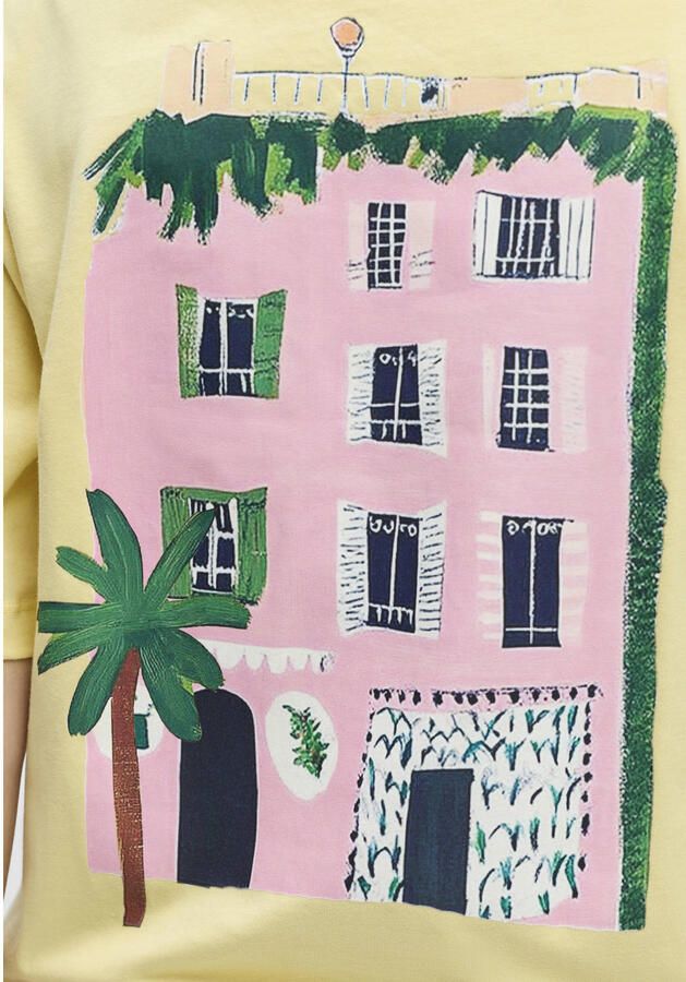 OBJECT T-shirt met backprint lichtgeel - Foto 2