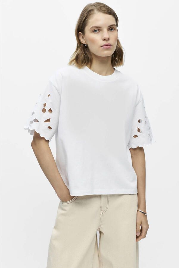 OBJECT T-shirt met broderie wit