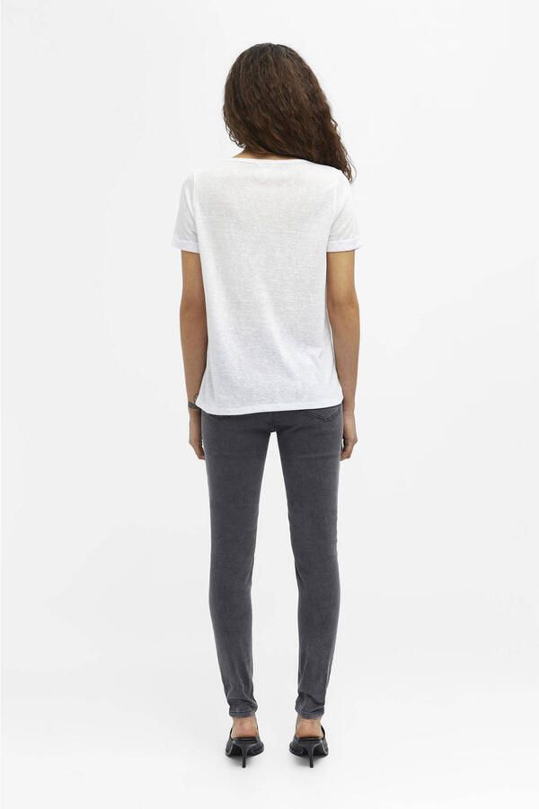 Object Witte T-shirt Objetessi Slub S s V-neck Noos - Foto 4
