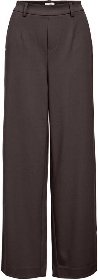 OBJECT TALL wide leg casual broek donkerbruin