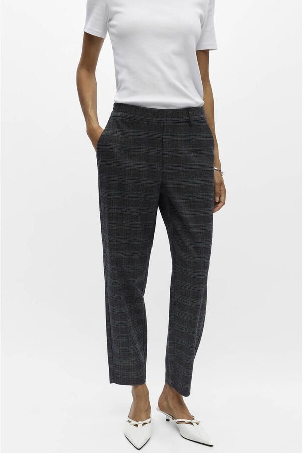 OBJECT tapered pantalon met krijtstreep grijs