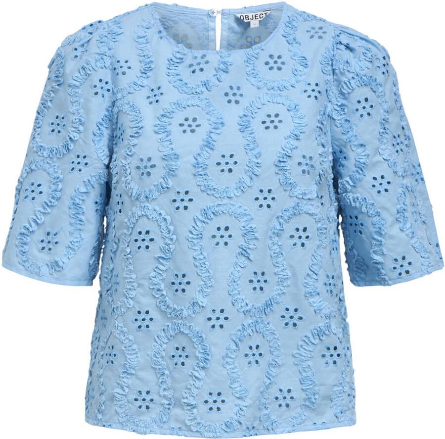 OBJECT top broderie blauw
