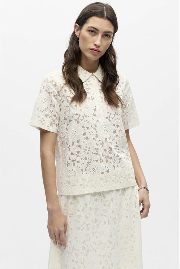 OBJECT Dames Tops & T-shirts Objbianca S s Lo Polo Top Creme - Foto 5