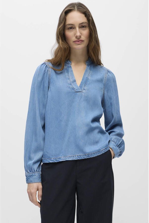 OBJECT Dames Tops & T-shirts Objframe V-neck Re Denim Top Blauw - Foto 5