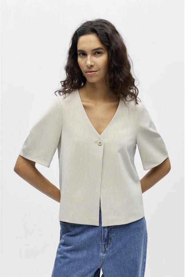 OBJECT Dames Truien & Vesten Objlisa S s Re Top Beige - Foto 5