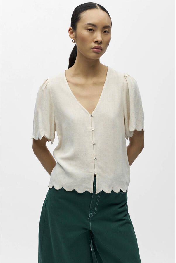OBJECT Dames Truien & Vesten Objsanne 2 4 Lo V-neck Top Ecru - Foto 5
