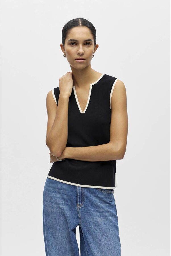 OBJECT top zwart gebreid