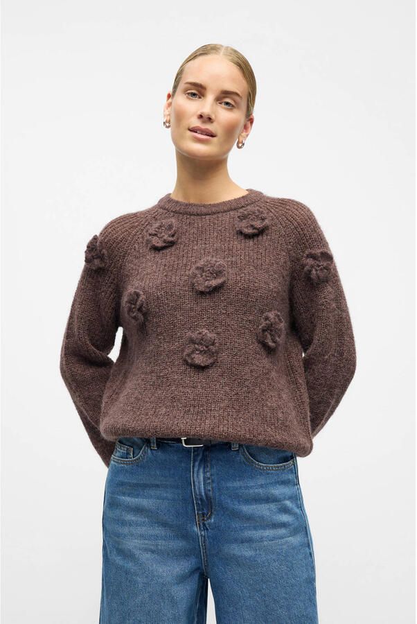 OBJECT Dames Truien & Vesten Objgitta L s Re Knit Pullover Bruin