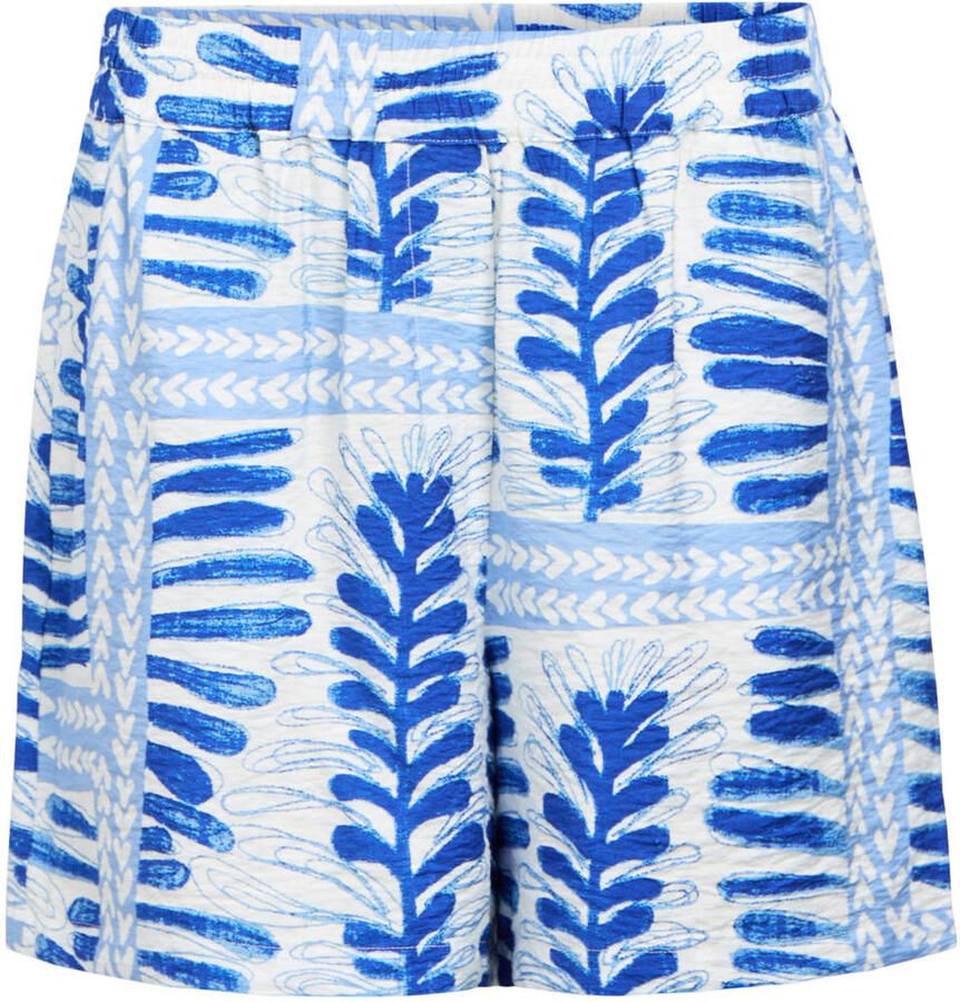 OBJECT viscose regular fit casual short met print blauw