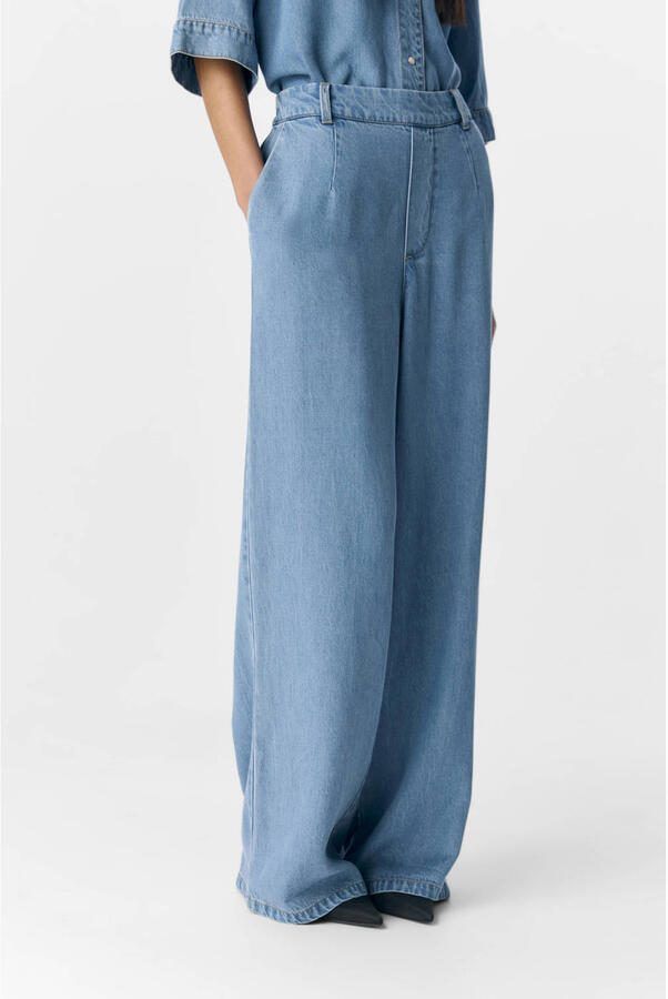 OBJECT Dames Jeans Objframe Lisa Wide Mw Pants Blauw - Foto 5