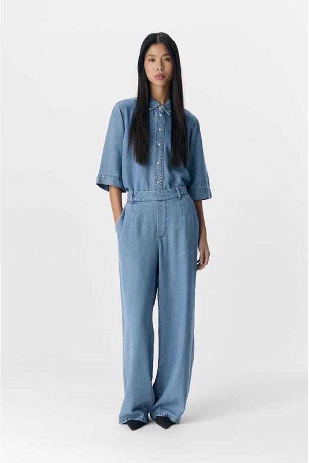 OBJECT Dames Broeken Objframe Lisa Wide Mw Pants Blauw - Foto 5