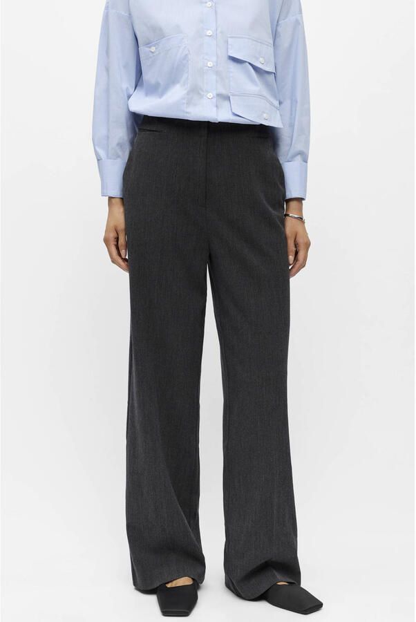OBJECT wide leg casual broek zwart