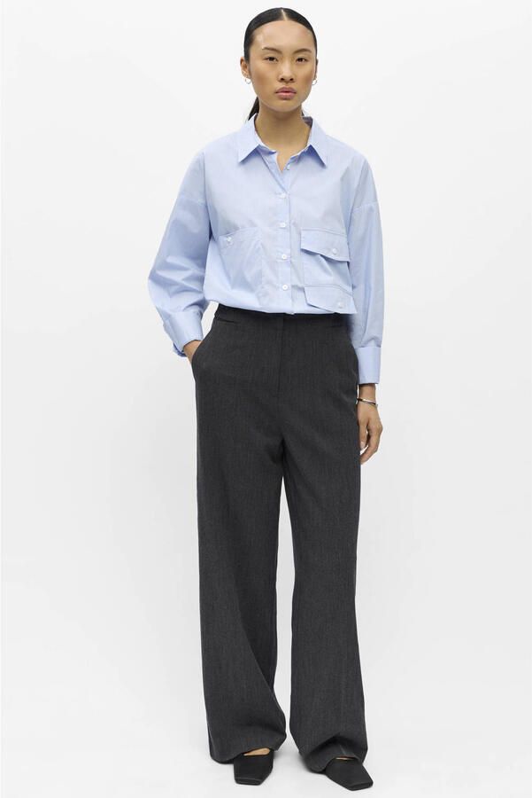 OBJECT wide leg casual broek zwart - Foto 3