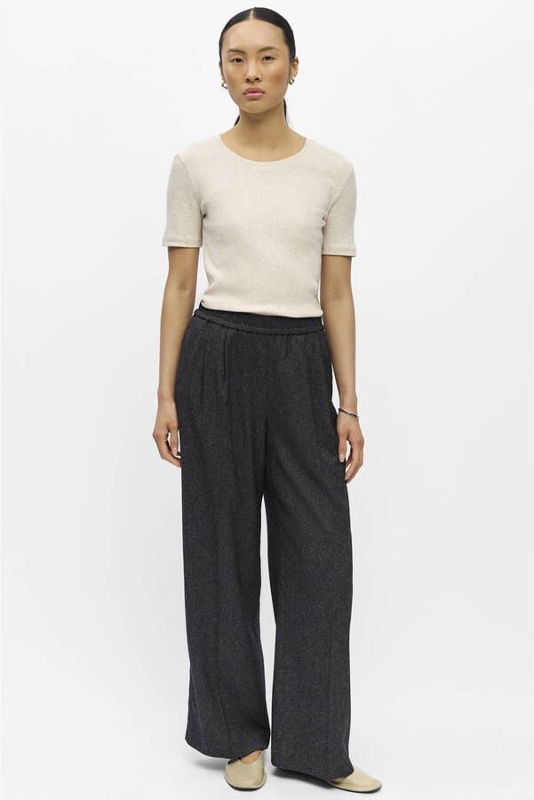 OBJECT wide leg casual broek zwart