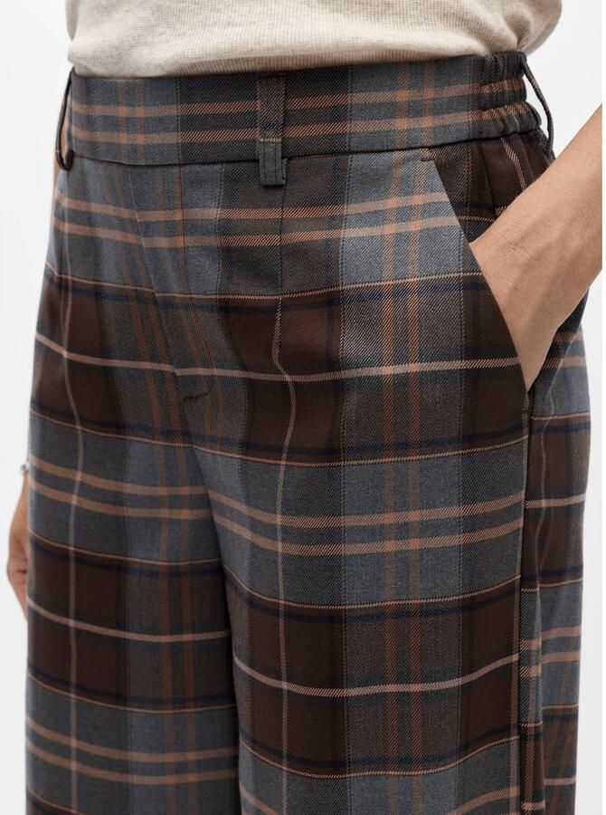 OBJECT wide leg geruite pantalon bruin meerkleurig - Foto 2