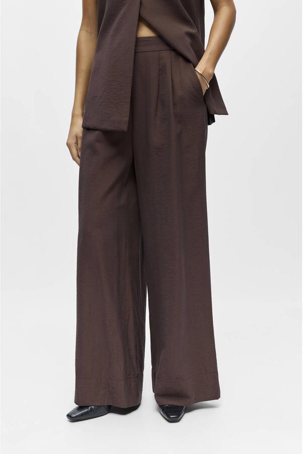 OBJECT Dames Broeken Objisla Yui Hw Wide Pants Bruin - Foto 4