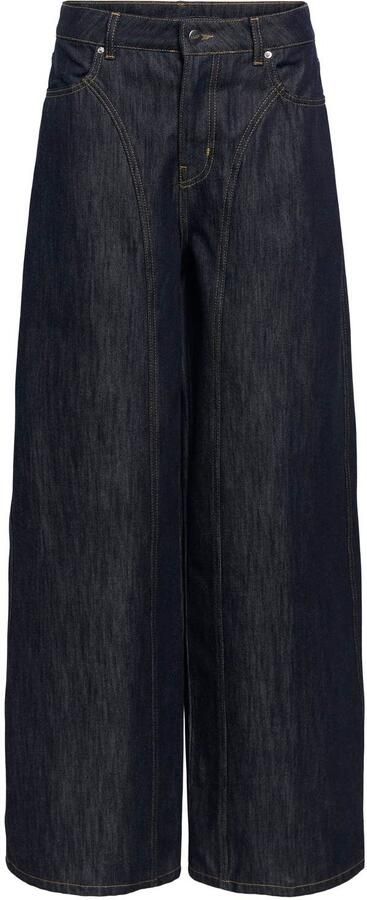 OBJECT wide leg jeans donkerblauw denim