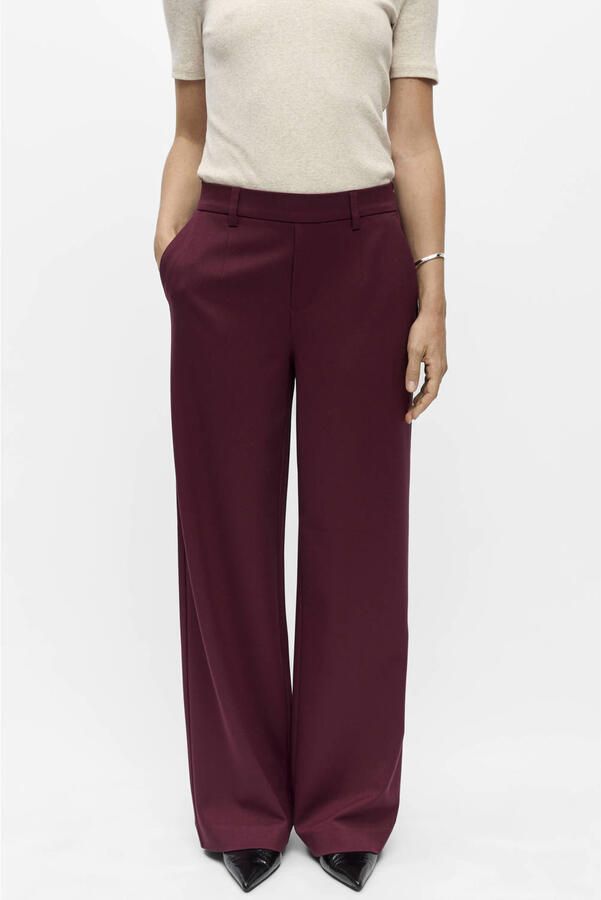 OBJECT Dames Broeken Objlisa Wide Pant Bordeaux - Foto 5