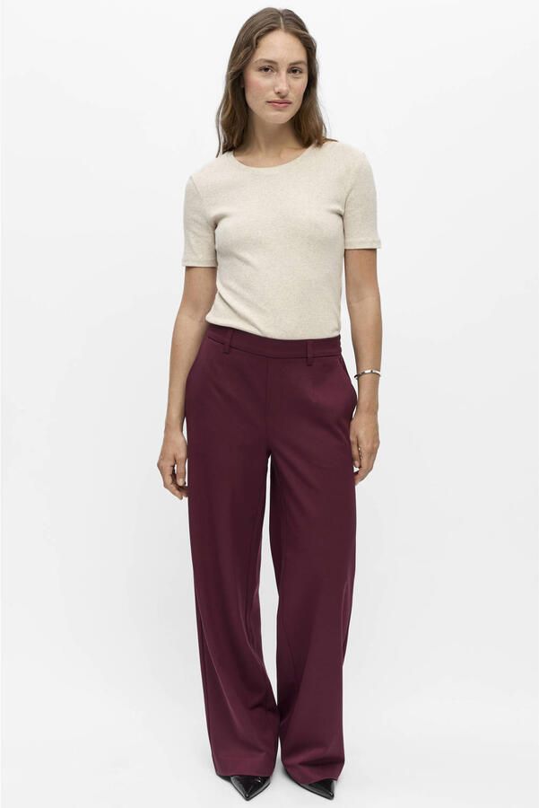 OBJECT Dames Broeken Objlisa Wide Pant Bordeaux - Foto 6