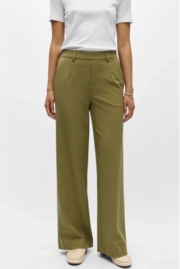 OBJECT wide leg pantalon groen