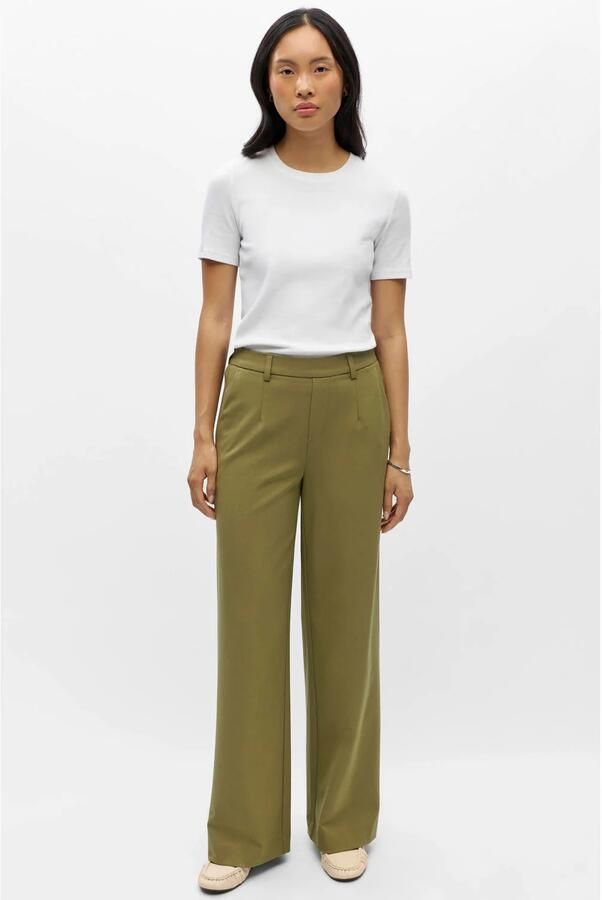 OBJECT wide leg pantalon groen - Foto 3